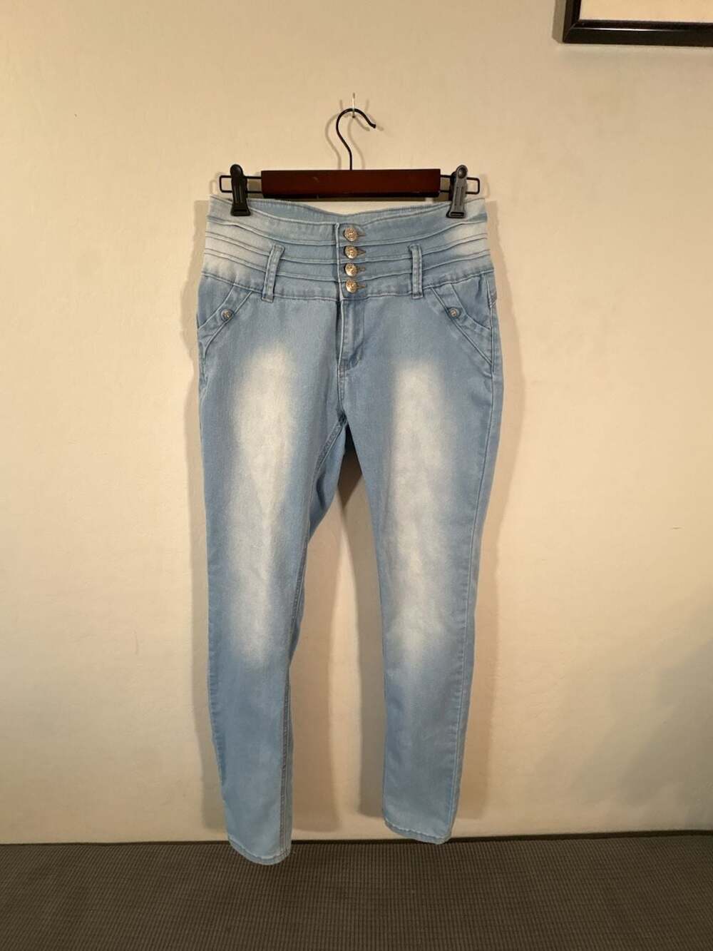 Tush Push Colombian Butt Lift High Rise Skinny Jeans Light Wash